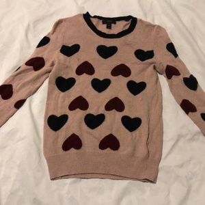 J Crew red and black hearts sweater.